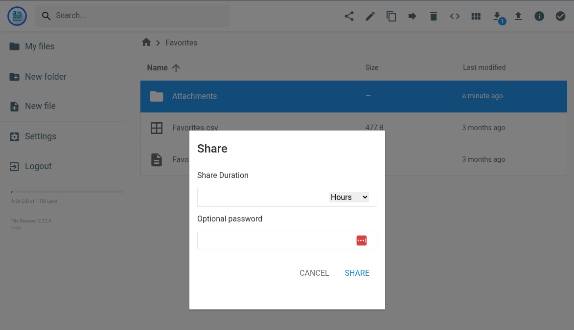 Share modal